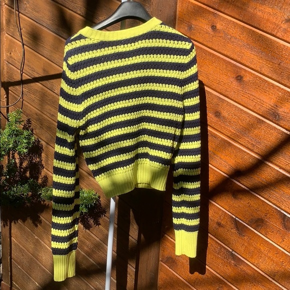 Navy and yellow stripped zip up sweater - Picture 4 of 4